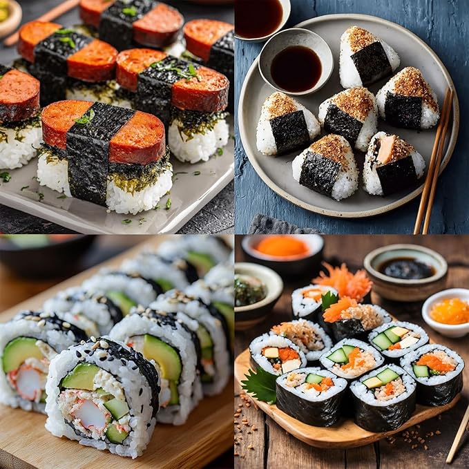 Sushi Making Kit Set – Clear Sushi Bazooka, Musubi Press Mold, Onigiri Rice Mold & Bamboo Sushi Rolling Mat – Easy Homemade Sushi Tools for Beginners & Sushi Lovers
