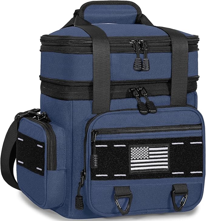 TENKIST Expandable Tactical Lunch Box, Large Insulated Lunch Cooler Bag Heavy Duty Leakproof Lunch Pail for Men Adults Work Office Outdoor Picnic Trips,16L,Blue