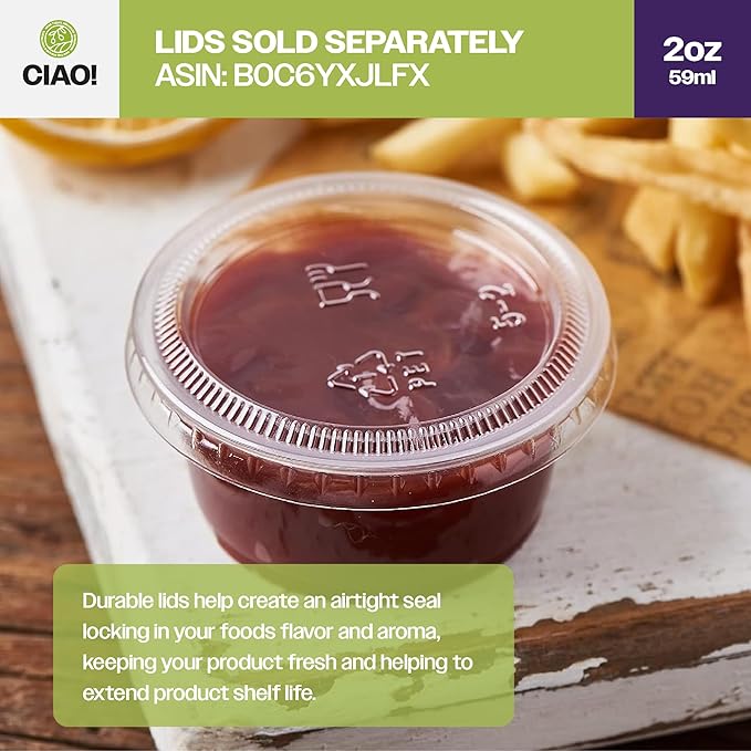 CIAO! 2OZ PP Clear Portion Cup, Lids Sold Separately (Case of 2,500)