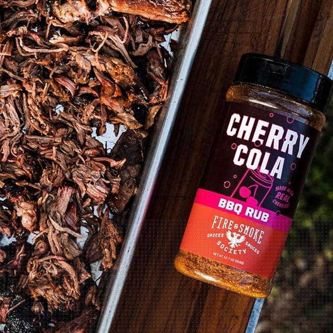 Fire & Smoke Society Cherry Cola Dry Rub | BBQ Seasoning for Smoking and Grilling Meat | Rib Rub, Brisket Seasoning, Pulled Pork Rubs and Spices | Allspice and Natural Cola Flavor | XL 12.7 oz