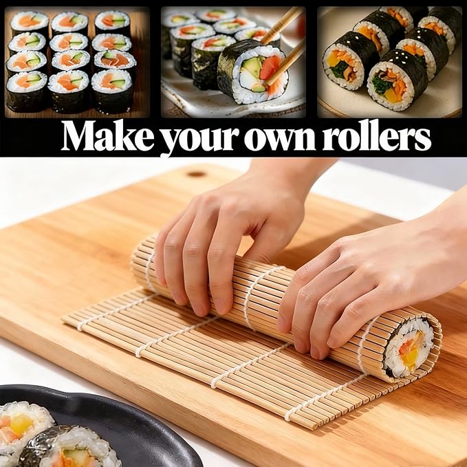 Sushi Making Kit Set – Clear Sushi Bazooka, Musubi Press Mold, Onigiri Rice Mold & Bamboo Sushi Rolling Mat – Easy Homemade Sushi Tools for Beginners & Sushi Lovers