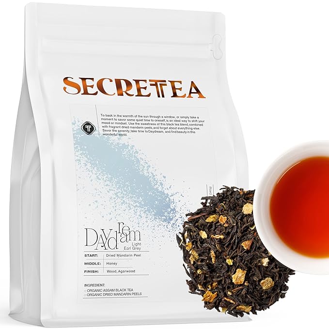 Orangic Eary Grey Loose Tea | BREAKFAST TEA | NATURAL ANTIOXIDANTS| 100% Real ingredients, 12 Oz Pure Loose-Leaf (150+ Cups) I By T SECRETEA, Daydream