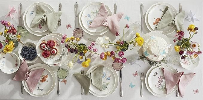 Lenox Dinnerware Set, Butterfly Meadow 28-Piece Set, Service For 4, Porcelain Plates With Scalloped Edges, Plates And Bowls Sets, Microwave Safe, Dishwasher Safe, Home & Kitchen (28 Piece, Assorted)