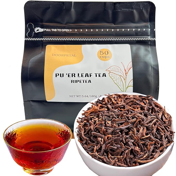 Premium Pu-erh Tea-pu erh leaf，5.64oz/160g-pu-er ripe tea-陈年普洱/金芽熟茶 (pu erh tea leaf)