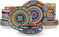 vancasso 24-Piece Dinnerware Sets,Plates & Bowls Sets Service for 6, Bohemian Porcelain Dishes Set for 6, Kitchen Dinner Set,Microwave & Dishwasher Safe, Scratch Resistant,Series KRVI