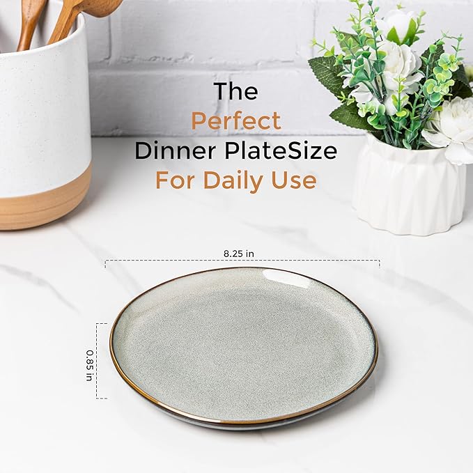 AmorArc Ceramic Plates Set of 6, 8.5 Inch Handmade Reactive Glaze Stoneware Plates set for Dessert, Salad, Appetizer,Dinner, Microwave & Dishwasher Safe, Scratch Resistant