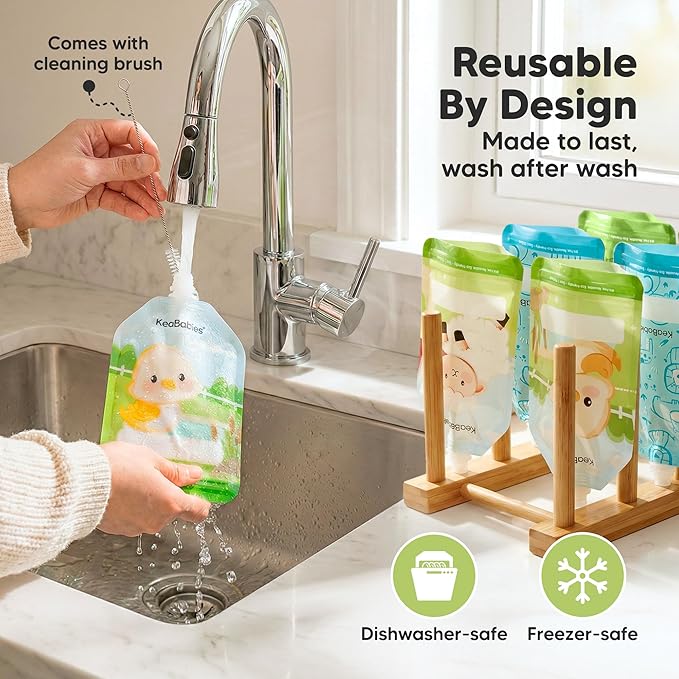 12-Pack Reusable Baby Food Pouches Refillable – 5oz Reusable Pouches for Toddlers, Kids Squeezable Yogurt, Apple Sauce, Fruit Smoothie, Baby Puree Container, Homemade Baby Food Essentials (Little Zoo)