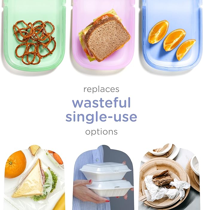 Ubbi Platemate Reusable Silicone Storage Bag, Opens Flat as Placemat, Dishwasher and Freezer-Safe, Lunch Container, Leakproof Sandwich & Snack Bag, Easy to Clean, BPA-Free, Smoothie Purple
