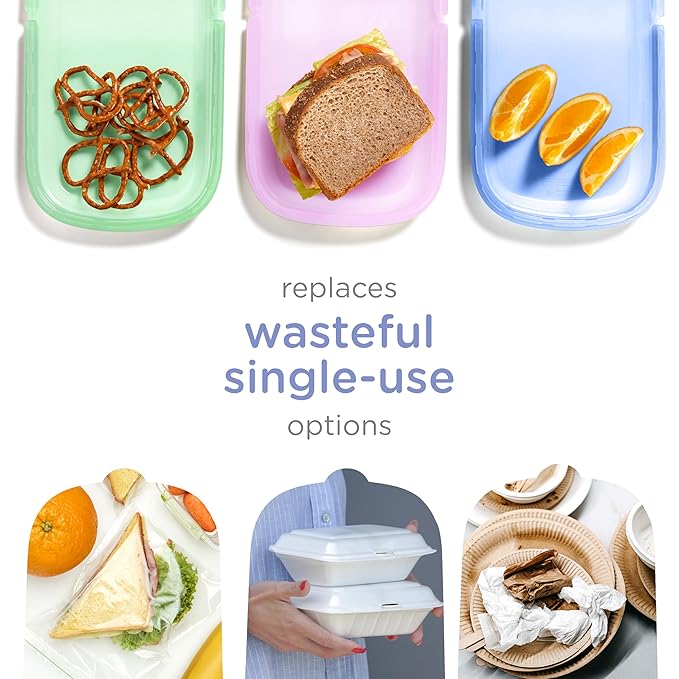 Ubbi Platemate Reusable Silicone Storage Bag, Opens Flat as Placemat, Dishwasher and Freezer-Safe, Lunch Container, Leakproof Sandwich & Snack Bag, Easy to Clean, BPA-Free, Sugar Snap Green