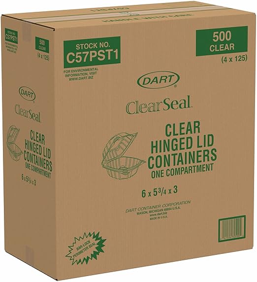 Dart C57PST1 OPS 6 in Clear Hinged Container, 6.0 X 5.8 in (Case of 500)