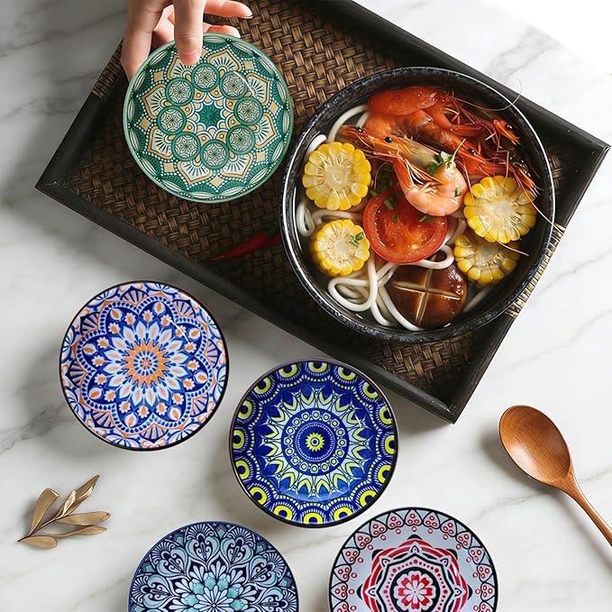 6PCS Sauce Dish, Ceramic Dipping Bowls,Small Bowl,Soy Sauce Dish Dipping Sauce Bowl,Sauce Plates Dip Bowls for Condiments Sushi Dishes Soy Sauces Ketchup Snack Side Dishes - Set of 6