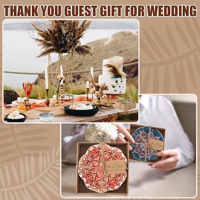 12 Pcs Wedding Favors for Guests 3.3 Inches Small Ceramic Bowl Dipping Bowl Mexican Pottery Boho Dishes Wedding Souvenirs for Bridal Pooja Baby Shower Birthday Guest Return Gift (Bohemian)
