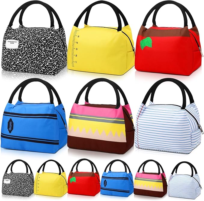 Teacher Appreciation Gifts Bulk Back to School Thank You Insulated Lunch Bags Teacher Reusable Lunch Bags Leakproof Totes End of Year Appreciation Gift for Men Women(12 Pcs,Classic)