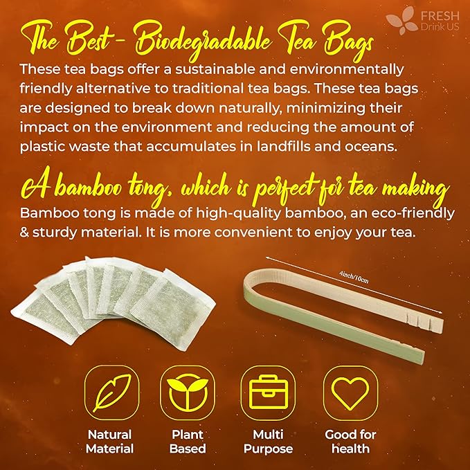 FreshDrinkUS, Premium 135 Cinnamon Tea Bags, 100% Natural & Pure, Herbal Tea, Made with Natural Materials-Corn Fiber Tea Bags, Sugar/Caffeine/Gluten Free. Warmly Taste and Balance.