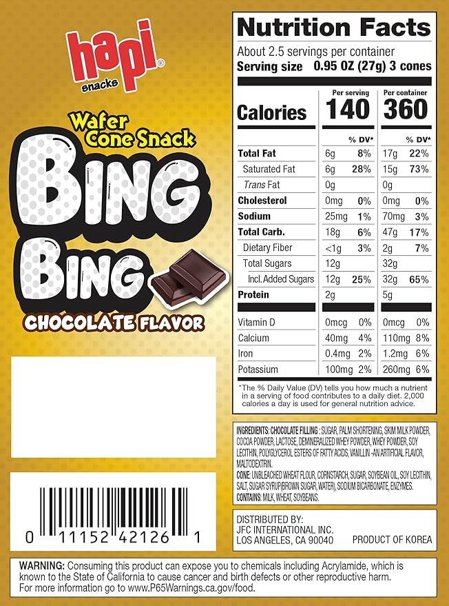 Hapi Bing Bing Ice Cream Scone Snack, Chocolate, 2.51 Ounce (Pack of 2)