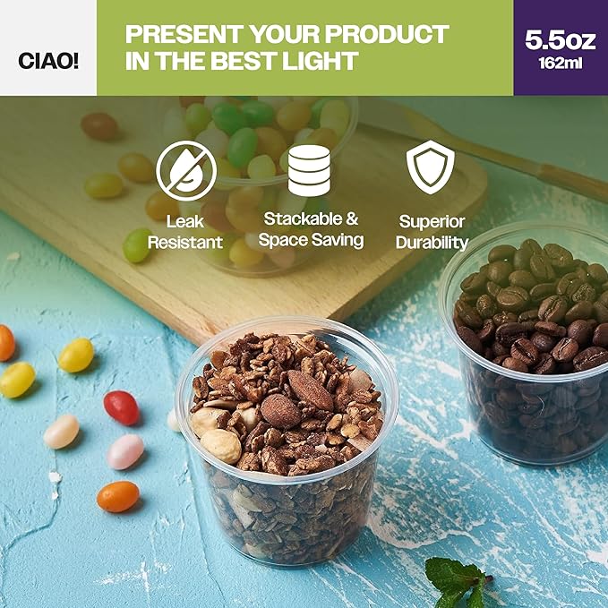 CIAO! 5.5OZ PP Clear Portion Cup, Lids Sold Separately (Case of 2,500)