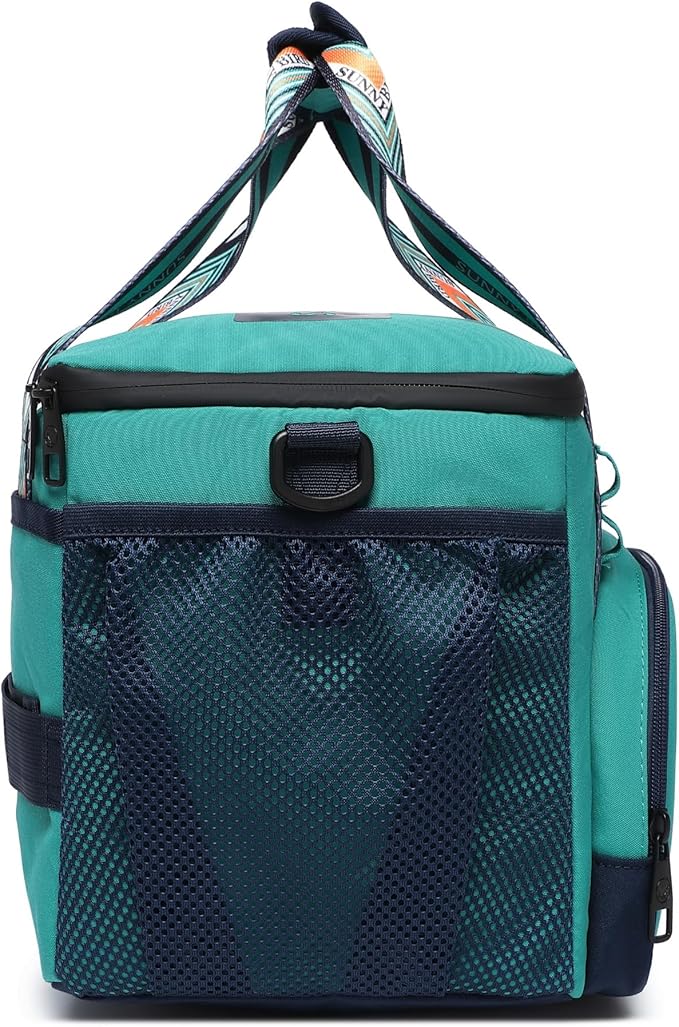 SUNNY BIRD 12L Large Insulated Lunch Bag, Leakproof and Foldable Lunch Cooler Box for Women Adult and Men, Fits 18 Cans (Turquoise Green)