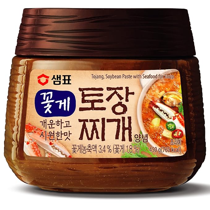 Sempio Doenjang: Traditional Korean Soybean Paste with Tojang & Seafood, Premium Deeply Savory Fermented Soup Base for Jjigae, Non-GMO (15.9oz/450g)