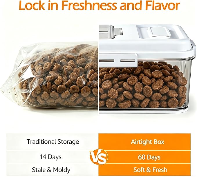 Dynta Dog Food Storage Container, 2 Pack, Airtight Seal for Freshness, Time Recording Bread Containers with Lidfor Freshness for Dog Cat, Rice, Flour