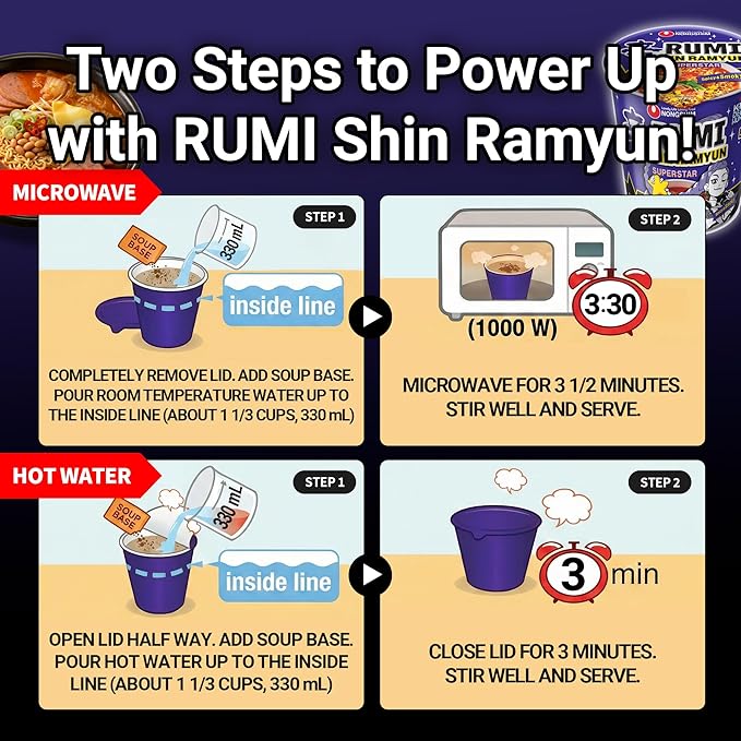 Nongshim Shin Ramyun Superstar, Instant Noodle Cup, Spicy & Smoky, 3.35 oz (Pack of 6)