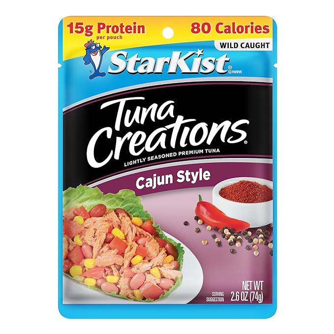 StarKist Tuna Creations Cajun Style Pouch (2.6 oz - 24 Pack) Wild Caught, High Protein Shelf Stable Seafood, Gluten Free, Soy Free, No Draining, Ready to Eat for Salads and Sandwiches
