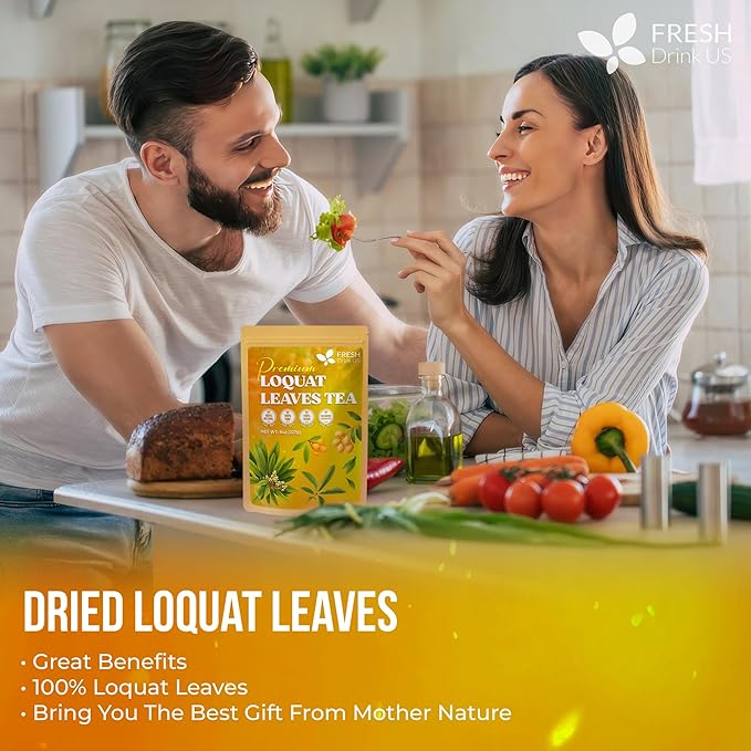FreshDrinkUS, Premium 8oz Loquat Leaves | Dried Loquat Loose Leaf Tea | Eriobotrya japonica | Naturally Dried, Cut & Sifted | Herbal Tea Ingredient. Sugar-Free. Caffeine-Free. Vegan