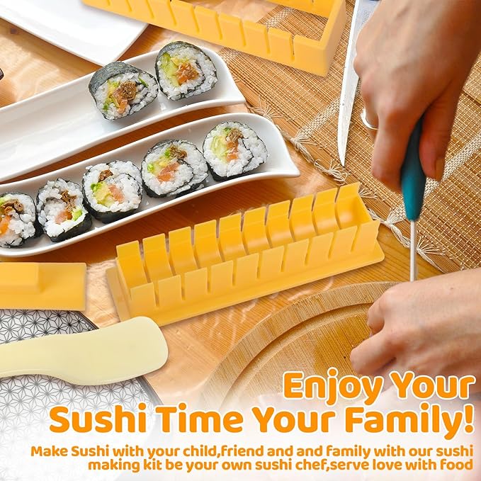 4Pcs Sushi Maker Sushi DIY Mold Set Round Sushi Maker Mold Simple Sushi Making Kit Sushi Tool Kitchen Accessories for Beginners Roller Mold Sushi Cutter