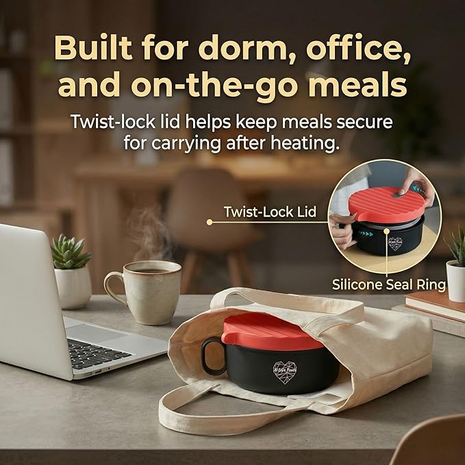 AI LOVE PEACE Microwaveable Ramen Noodle Bowl Cooker 40oz for Ramen, Rice, Pho, Soup, and Pasta, Dishwasher Safe and Portable, Ideal for Home, Office, Dorm, or Gift (Red)