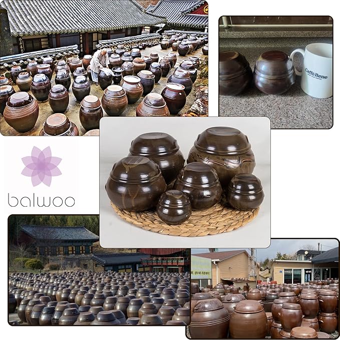 Earthenware Onggi Korean Traditional Clay Jar Ceramic Canister/Handmade Food Sauce Storage Container for Tea, Coffee Bean, Salt/Breathing Clay Pot Kimchi Fermentation Crock (No.3(H11cm))