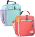 CaCTOUR Lunch Box Kids,2 Packs Insulated Lunch Bag for Girls Boys,Soft Bag Mini Cooler Back to School Thermal Reusable Lunch Bag for Work School Picnic（Light Green & Pink