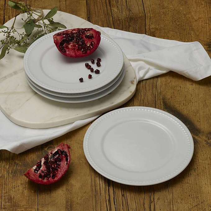 Everyday White Beaded Set of 4 Salad Plates