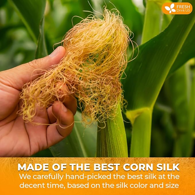 FreshDrinkUS, Dried Corn Silk 8oz | Premium Whole Corn Silk for Tea & Herbal Infusions | Naturally Air-Dried, Non-GMO, Caffeine-Free | Perfect for Daily Herbal Tea, DIY Blends & Natural Brewing