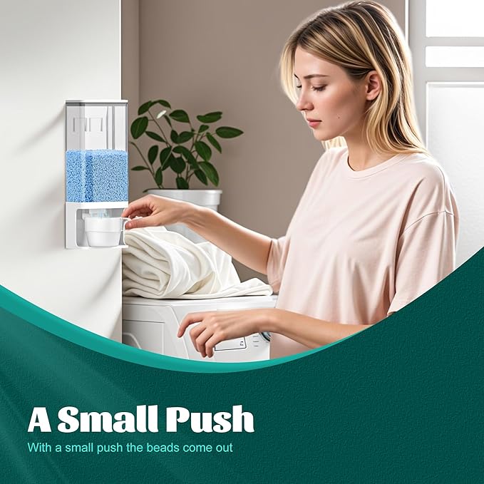 52.5 OZ Laundry Detergent Dispenser/Wall-Mounted Scent Booster Beads Dispenser for Laundry Room Storage, Suitable for Softener Beads/Sea Salt/Rice Dispenser/Sprinkles/Solid Grain Organize