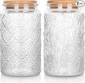 BEWAVE Vintage Glass Jar, 2 Pack, 32oz Food Storage Containers Clear Mason Jars With Airtight Lid for Kitchen Counter, Coffee, Tea, Sugar, Candy