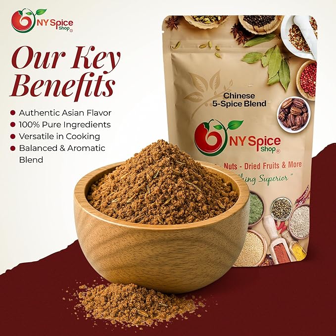 NY Spice Shop Chinese 5 Spice Powder - 6 Ounce Authentic Chinese Five Spice Seasoning Blend - 5 Spice Chinese Seasoning with Cinnamon, Anise, Fennel, Cloves, Black Pepper, Silicon Dioxide