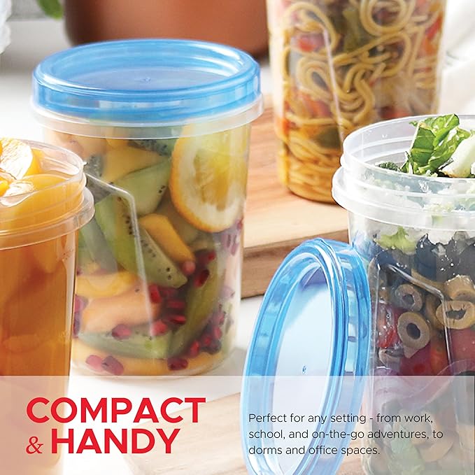Tafura 12 Pack Leakproof Freezer Containers for Food with Twist Top Lids - 32 Oz BPA Free Reusable Plastic Soup Containers with Screw On Lids - Ideal for Meal Prep, Leftovers & Pantry Organization