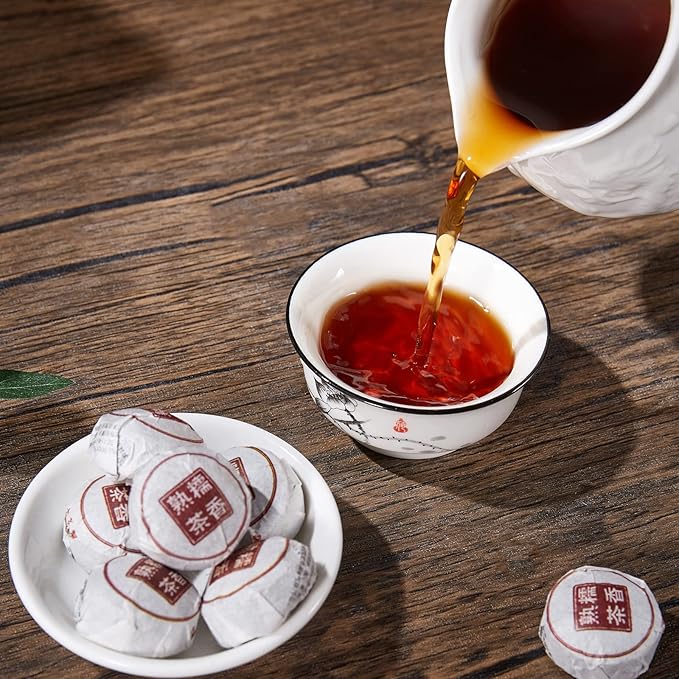 HUAYING Pu-erh Tea, Ripe Puerh Mini Tea Cake with Glutinous Rice Fragrant, Loose Leaf Tea (8.47 Ounce/240g)