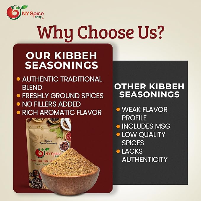 NY SPICE SHOP Kibbeh Seasoning Mix - 6 Ounce Bulgur Kamouneh Spice Blend - Middle Eastern Spice Blend Flavors - Mediterranean Cooking Spices for Stuffed Meat