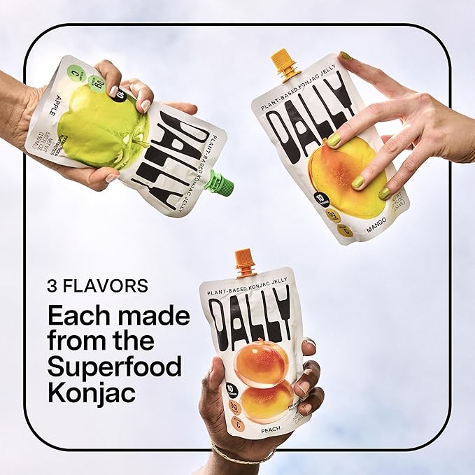 Dally Peach Drinkable Konjac Jelly 10 Pouches | Healthy 10-Calorie, Keto, Gluten Free, Sugar Free Korean Fruit Snack | Prebiotics & Postbiotics for Skin, Immune & Weight Management