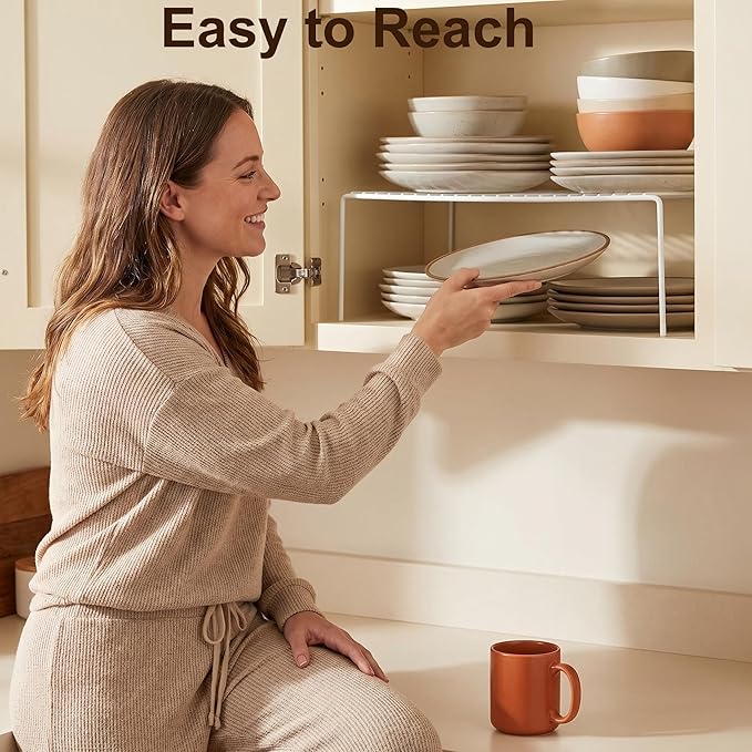 iPEGTOP Large (15.7 x 9.4 Inch) Kitchen Freezer Cabinet Storage Shelf, Set of 4 Rustproof Metal Wire Shelves Spice Shelf Rack Cupboard Organizer for Fridge Pantries Countertops Utensils, White