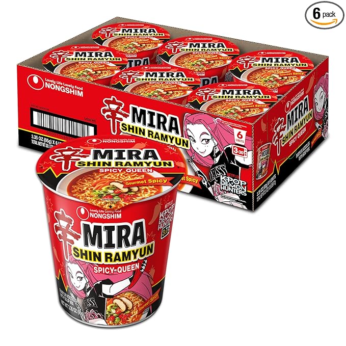 Nongshim Shin Ramyun Spicy Queen, Instant Noodle Cup, Gourmet Spicy, 3.35 oz (Pack of 6)