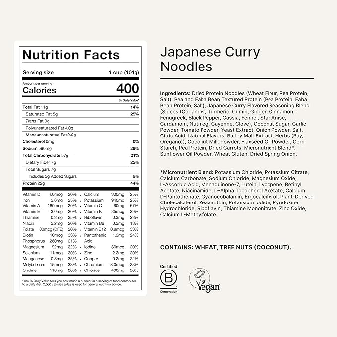 Huel Hot and Savory Cups | Japanese Curry Noodles | 25g Protein Plant Based Instant Meal | 27 Vitamins and Minerals | 100% Nutritionally Complete | 8 Cups