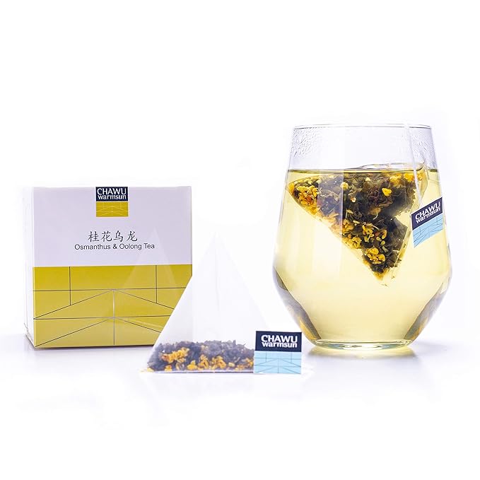 ChaWuWarmSun Osmanthus & Oolong Tea Bags,16 Tea bags,8 Count/Box(Pack of 2),Natural Osmanthus with Light Roasting TieGuanYin Oolong Tea Loose Leaf