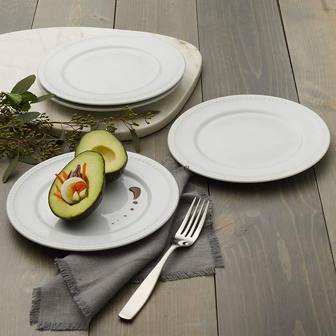 Everyday White Beaded Set of 4 Salad Plates