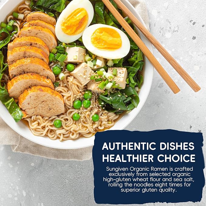 SUNGIVEN Organic Ramen Noodles Healthy Low Sodium Ready in 3 Minutes Non-Fried Instant No Additives or Preservatives 2.46 OZ (Pack of 20) 49.38 Oz