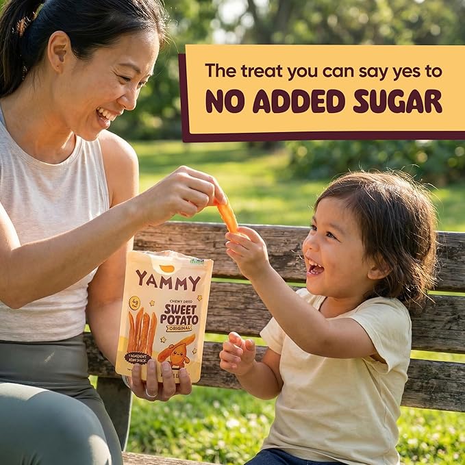 Yammy Chewy Dried Sweet Potato Sticks (5-Pack) - 1 Ingredient Healthy Asian Snack (Japanese, Korean, Chinese Super Food) - Nature's Gummy Candy - No Added Sugar, Vegan, Gluten-Free, 4g Fiber, 2.5oz