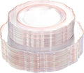 WDF 100pcs Rose Gold Plates Plastic Disposable - Baroque Clear and Rose Gold Plates for Mother's Day, Parties or Weddings including 50PCS Dinner Plates 10.25’’ and 50PCS Salad Plates 7.5’’