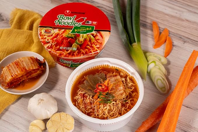 Nongshim Ramen Noodles, Gourmet Instant Ramen bowl, Premium Microwavable Noodle Soup, Kimchi, 3.03 Ounce (Pack of 1)