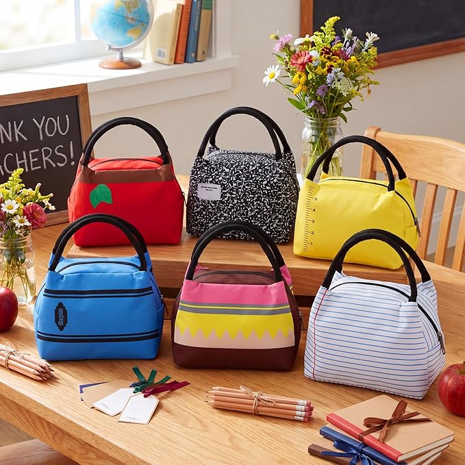 Teacher Appreciation Gifts Bulk Back to School Thank You Insulated Lunch Bags Teacher Reusable Lunch Bags Leakproof Totes End of Year Appreciation Gift for Men Women(12 Pcs,Classic)
