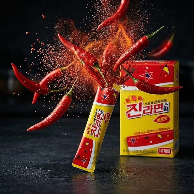 BENEPISYO Spicy Ramen Seasoning Powder - Authentic Korean Noodle Soup Base, Spicy Flavor Packet, 10 Count (0.18 oz / 5g Sachets) 오뚜기 진라면 매운맛 라면스프10개입